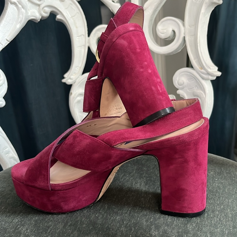 Stuart Weitzman Jerry Suede Platform Slingback Cr… - image 4